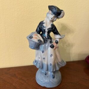 Occupied Japan Elegant Blue and White Porcelain Figurine